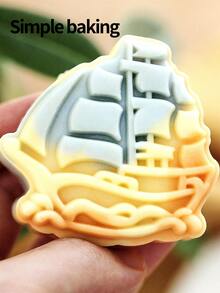 A Set Of Pastry Molds Featuring Sailboat Patterns. Mooncake Molds With Auspicious Meanings. Suitable For Making Gift Treats And Hand-Pressed Sweet Pastry Making Tools. Maamoul Mold. Date Palm Sugar Mold. - View 8