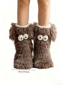 Adult Women's Indoor Non-Slip Thick Plush Faux Fur Floor Socks/Snow Boot Socks - Multicolor - View 11