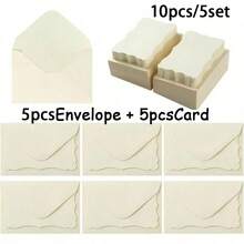 100/50/20/2pcs Mini Vintage Envelopes With White Wavy Lace Note Cards, Small Self-Adhesive Envelopes Size 10.2x7cm, Suitable For Wedding Invitations, Gift Cards, Graduation Cards, Birthday Invitations, Halloween, Thanksgiving And Christmas Greetings - B - View 13
