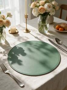 4pcs, Solid Color Round PU Leather Placemats, Table Mats, Washable Table Decor Mats, Non-Slip Durable Western Style Placemats, Odorless, Suitable For Restaurants, Cafes, Homestays, Fit For Holidays, Parties, Gatherings, Birthdays, Weddings, Dinner Parties. - Multicolor - View 26