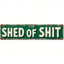 男士洞穴裝飾金屬鐵製標誌 16X4 英吋「THE SHED OF」趣味街道標誌，獨特牆面裝飾，適用於居家酒吧餐廳 - 多色 - 查看 1