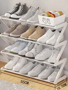 Z-Shaped Plastic Shoe Rack, Floor-Standing Multi-Functional Large Capacity Storage Rack, Easy Assembly, Floor-Standing Storage Rack, Essential For Home And Dorm, Space-Saving, Suitable For Living Room And Bedroom - Multicolor - View 11