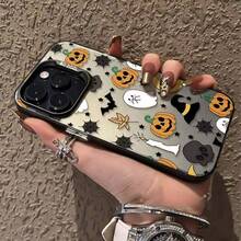 1件萬聖節貓咪南瓜蘋果 16手機殼 iPhone15 雷射 14Plus 防震 12promax 奢華 - 橘色 - 查看 2