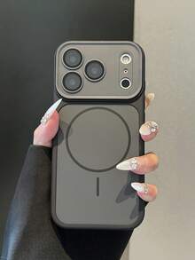 1件基礎款高級色磨砂磁吸手機殼 + 一體式鏡頭保護蓋，適用於 iPhone 18 17 Pro Max Air 16 15 14 13 12 11 Pro Max Plus，支持無線充電，柔軟矽膠保護套 - 黑色 - 查看 2