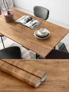 1 Roll Wood Grain Self-Adhesive Wallpaper, Vintage Removable Vinyl Film, Suitable For Countertops And Cabinets, Perfect For Renovation, Wall Decoration, Spring Decor, Holiday Decor, Birthday And Graduation Occasions - A - View 9