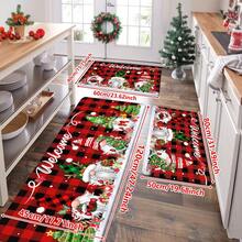 1/2/3pcs Christmas Theme Kitchen Rugs, Flannel Kitchen Rugs, Soft Comfortable Absorbent Non-Slip Machine Washable With Non-Slip Backing, Suitable For Multiple Scenes: Entryway, Living Room, Bedroom, Kitchen, Dining Room, Bathroom, Laundry Room, Hallway, Christmas Holiday Home Decor Floor Mat - Multicolor - View 14