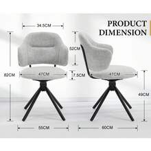 WAHSON OFFICE CHAIRS Swivel Dining Chairs Set Of 2 With Comfy Backrest, Grey - Grey - View 4