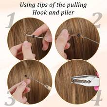 Hair Extension Tools Kit, 100Pcs Silicone Lined Micro Rings, 1pc Pliers, 2Pcs Crochet Hook Loop Tools, 5Pcs Seamless Hair Extension Heat-Insulating Sheets, 4Pcs Metal Hair Clips, Hair Extension Accessories For Hair Extensions - View 8