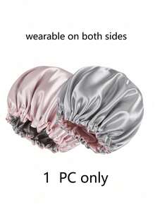 1pc Satin Sleep Cap, Double Layer Silk Sleep Cap Suitable For Daily Wear - Light Pink - View 3
