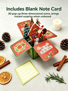 6/3pcs Handmade 3D Pop-Up Christmas Card Set, Santa Claus Merry Christmas Greeting Cards With Envelopes And Blank Message Space, Colorful Holiday Scene Pop-Up Cards, Suitable For All Recipients, Perfect Christmas Holiday Gift, Christmas Stocking Stuffer - Santa Claus - View 3