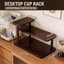 Double Layer Cup Holder Organizer - Coffee Cup Storage Rack, Suitable For Kitchen And Desktop Use, Space-Saving, Coffee Station Display Rack - View 2