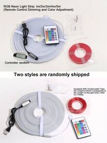 1/2/3/4/5/8/10m 柔性 RGB LED 霓虹燈條，附遙控調光，5V-USB 供電，適用於萬聖節與派對裝飾、廚房氛圍、電視背景照明、直播化妝鏡、浴室鏡補光燈條 - 白色 - 查看 12