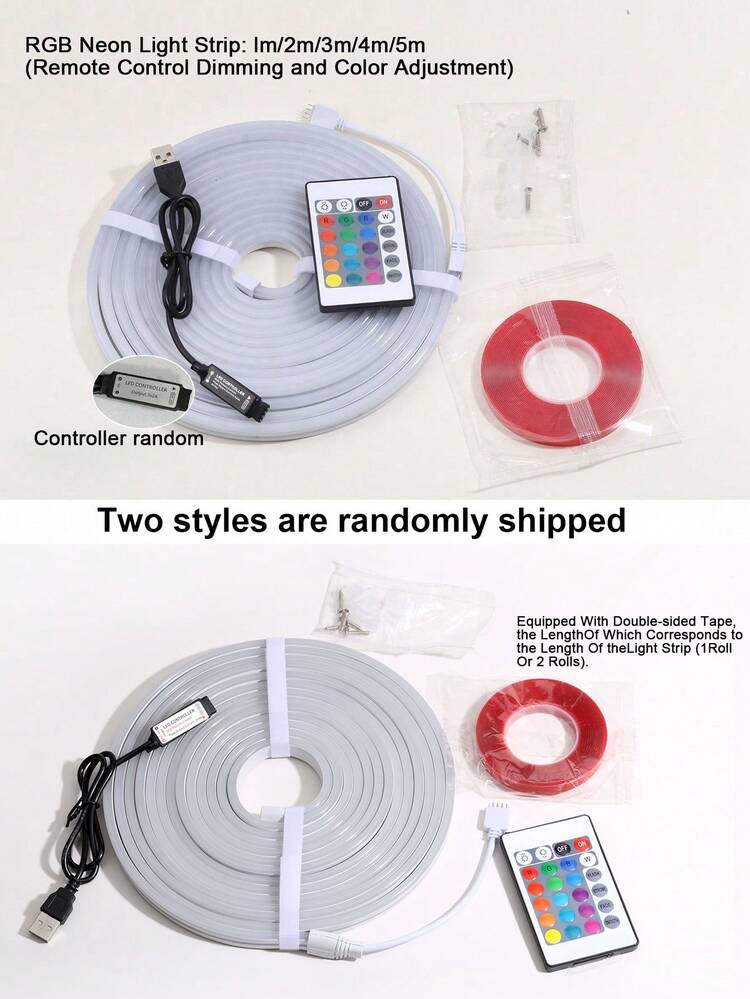 1/2/3/4/5/8/10m 柔性 RGB LED 霓虹燈條，附遙控調光，5V-USB 供電，適用於萬聖節與派對裝飾、廚房氛圍、電視背景照明、直播化妝鏡、浴室鏡補光燈條 - 白色 - 查看 11