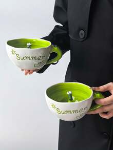 1pc Highly Attractive "Summer Warm Sun Crocodile" Ceramic Coffee Mug, Ins Cute Personalized Creative Niche Design Embossed 3D Crocodile Decor Mug, Large Capacity Cup, Exquisite, Perfect Gift - Multicolor - View 7