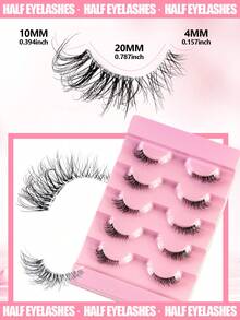 5 Pairs Fluffy Natural Eye-Enlarging Thick False Eyelashes, Curly 3D Natural Fake Lashes, Suitable For Holiday Parties, Vacation, Halloween, Christmas, Cat Eye Lashes - Black - View 5