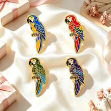 Vivid Macaw Parrot Enamel Brooch Pins, Colorful Bird Lapel Badge, Fashion Decor Pins For Bag Jacket Hat, Unique Gift For Animal Enthusiasts - Multicolor - View 3