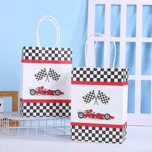 Durable Paper Building Block Gift Bags, Cute Block‑Embossed Pattern Red Blue Green Yellow Rectangular Handle Treat Bags For Kids Building‑Brick Themed Birthday Party Candy Favor Supplies - View 3