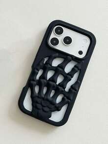 Halloween Element 3D Creative Hollow Fish Bone 17 Pro Max Apple 15 Phone Case 14 Silicone 13 Soft 16 New 17 - Black - View 3