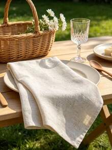 6 buah Serbet Makan Tahan Lama dari Linen Prancis, Serbet Kain Bertekstur Linen yang Dapat Dicuci, Cocok untuk Penggunaan Sehari-hari, Pernikahan, Restoran, Makan Malam Natal - Krem - View 2