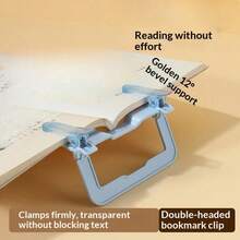 Double-Headed Foldable Reading Stand, Adjustable Clip Page-Turning Reading Holder, Transparent Material, Collapsible, Back-To-School Stationery - Sets - View 3