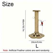 1pc Cat Scratching Post Pad, Durable Climbing Frame With Track Ball And Hanging Toy, Artificial Feathers, Suitable For Indoor And Outdoor Small And Medium Cats Entertainment And Play - L-46cm - View 6