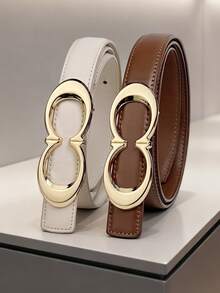 New Designer Letter Buckle Belt - Paired With Exquisite Alloy Buckle, Light Luxury Versatile, Suitable For Daily Commute, Date, Wedding And More Occasions - Multicolor - View 2