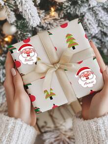 12/20/40pcs Customized Santa Claus Stickers, Customizable Name Labels With Santa Hat, Red And White Christmas Decoration, Suitable For Gifts, Candy, Snacks, Water Bottles, Computers, Storage Boxes - Holiday Packaging Labels - Multicolor - View 11