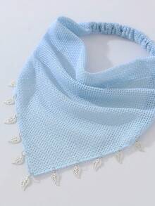1件原創花卉圖案刺繡捲邊葉飾女款髮帶頭巾，適合日常與度假使用 - 藍色 - 查看 3