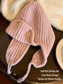 1pc Women's Solid Color Ribbed Soft Knit Ear-Covering Warm Fashion Beanie Hat, Suitable For Autumn/Winter Outdoor And Daily Wear - Multicolor - View 3