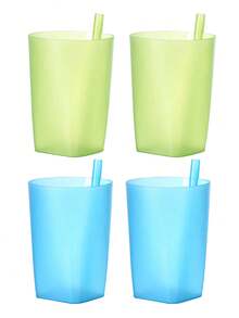 4pcs/Set Customized Plastic Water Cups With Built-In Straws, 12.17oz Portable Drinking Cups, Random Colors, Personalized Tumblers For Parties And Family Gatherings - Multicolor - View 30