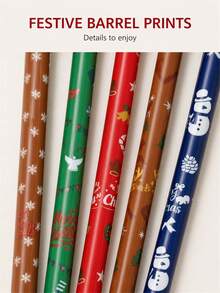 1pc/5pcs/20pcs Christmas Theme Erasable Ballpoint Pens, With Santa Claus, Christmas Tree, Snowman Designs, Erasable Writing Mistakes/Suitable For Note-Taking/Neutral Pens, Christmas Gifts For Children/Classmates/Friends/Colleagues - Multicolor - View 6