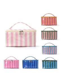 1pc Striped Portable Gift Storage Bag, Holiday Large Capacity Tote Bag, Storage Box, Essential Gift For Friends On Holidays Or Birthdays - Multicolor - View 4