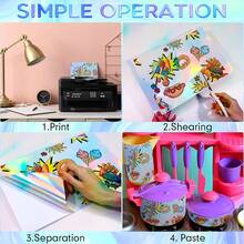 20 tờ giấy dán in hologram khổ A4 chống nước, giấy dán vinyl cầu vồng 4 kiểu hỗn hợp (Gem, Point, Rainbow, Star) cho máy in phun, 8.3x11.7 inch 210x297mm - trộn - Xem 4