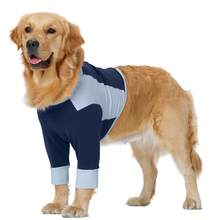 Dog Recovery Suit (Front Leg, Shoulder, Chest Wound Protection Top) | Anti-Lick Sleeve, Long Sleeve Dog Shirt, Elizabeth Collar Alternative, Surgical Wound/Hot Spot/Joint Injury Protective Clothing - Blue - View 9