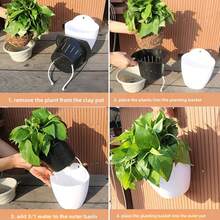 New Automatic Water-Absorbing Slouchy Planter, Creative Hydroponic Wall-Mounted Round Resin Pothos Plastic Flower Pot - Self-watering Planter - View 9