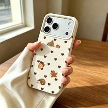 TPU Material Autumn Bear & Hedgehog Pattern Phone Case Compatible With IPhone 17 Pro Max/17/16 Pro Max/15/13/12/11/ S20 FE/A15/S24/A55/ Note 11/Note 12/Note 13 Pro Full Coverage Shockproof Soft Protective Shell - White - View 2