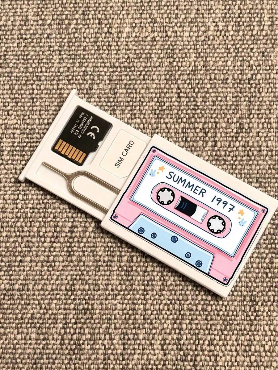 Reusable SIM Card Storage Case Features A Retro Cassette Tape Design And Includes An Ejector Pin;It Is A Perfect Holiday Gift For Family,Partners - Multicolor - View 1