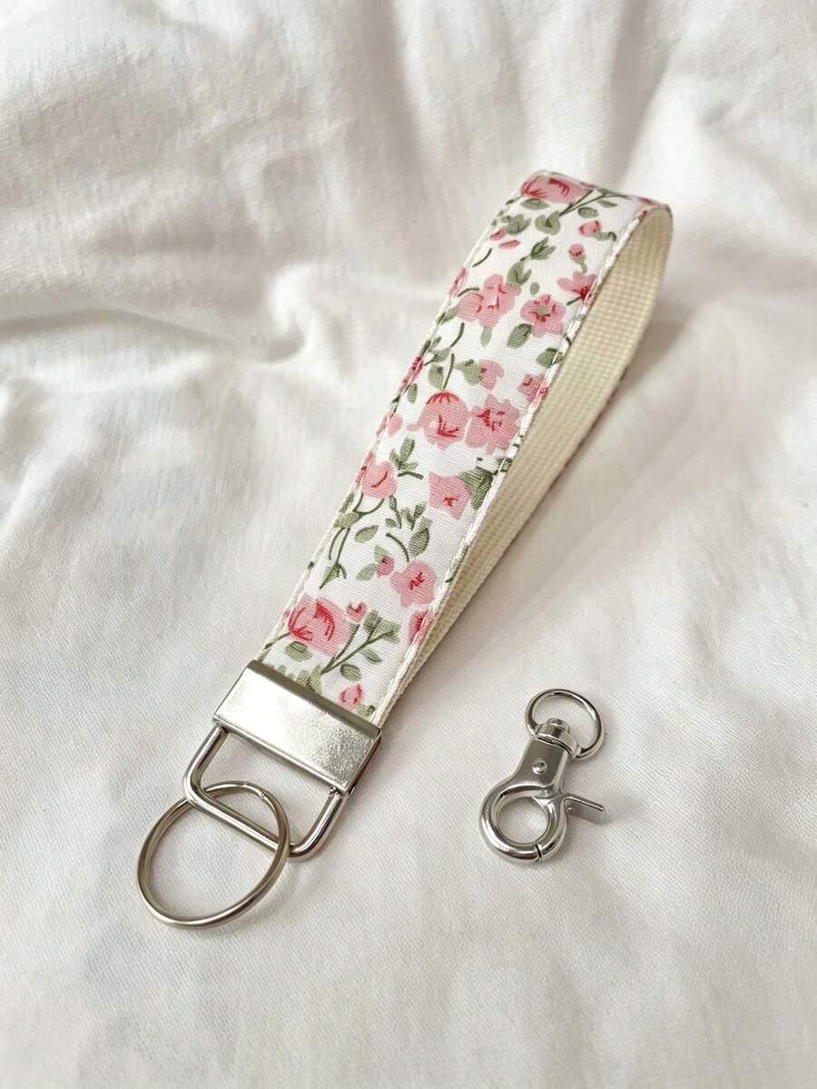 1pc French Vintage Floral Wrist Keychain Strap, Bohemian Style Bag Charm Accessory, Suitable For Girls And Women Keychains, Holiday Gifts, Party Favors, Phone Chain, Lanyard, Keys, Keychain Wristband, Car Keychain, Keychain Pendant, Gifts For Women, Phone Lanyard, Halloween, Halloween Party Favors, Bag Charm Accessories - Multi-color - View 1