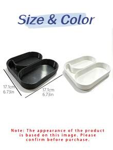3D Printed Dual-Compartment Oval Storage Tray, Black And White, Entryway Key & Jewelry Organizer, Vanity Ring & Earring Holder, Desktop Organizer For Earphones, Perfume And Small Items, Minimalist Ins Style Home Decor - Multicolor - View 12