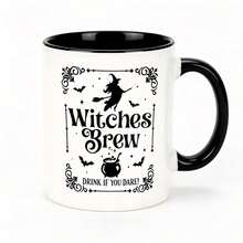 1pc 11oz Witch Potion Witch Pattern Ceramic Coffee Mug, Vintage Halloween Quote Tea Cup, Birthday, Halloween Party, Christmas, Thanksgiving Holiday Gift For Witch Lover Friends - Multicolor - View 13