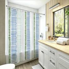 1 buah Tirai Mandi Motif Garis, Desain Minimalis, Tirai Mandi Tahan Air, Cocok untuk Sekat Bak Mandi, Dekorasi Kamar Mandi dan Aksesoris Kamar Mandi, Termasuk 12 Pengait, Hadiah Dekorasi Rumah - MultiWarna - View 4