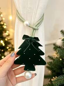 4pcs/Set Christmas Tree Curtain Tie Decoration, DIY Hanging Christmas Tree Curtain Ornament, Suitable For Christmas Tree/Wreath Decoration, Christmas/New Year Party Home Decor Supplies - Multicolor - View 4