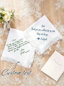 Custom Personalized Wedding Handkerchiefs – Embroidered Text And Tassel Accents; Elegant Lace Accessories For Weddings And Bachelorette Parties - Multicolor - View 8