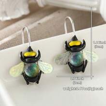 Forest Style Enamel Bee Ear Hooks For Women, Artistic Style, Small And Cute Earrings - Silver - View 6