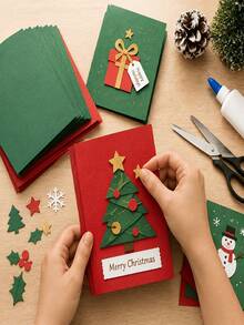 15pcs 250G Cardstock, 5X7 Inch Blank Colored Cardstock, Christmas Red/Green Cardstock, Blank Greeting Card Base Paper, Thank You Card Making Paper, Handmade Cardstock, Trading Card Thick Paper, Handmade Invitation Paper - Set - View 3