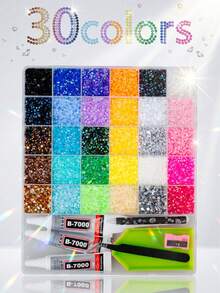 30 Warna/15 Warna Rhinestone Resin Jelly Datar, Cocok untuk Lukisan Berlian DIY, Buku, Dekorasi Rhinestone Gelas Air dan Lainnya, Ciptakan Kerajinan Tangan yang Berkilau - Warna-warni B - View 3