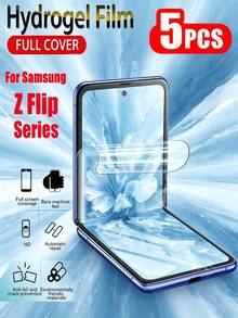 5 buah Pelindung Layar Ponsel Hidrogel Transparan Tinggi, Perlindungan Penuh, Anti-Ledakan, Anti-Gores, Kompatibel dengan Galaxy Flip 8/7/6/5/4/3, Film Lunak Non-Kaca yang Dapat Memperbaiki Diri Sendiri - Clear - View 2