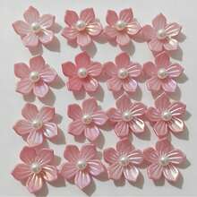 30pcs Faux Pearl Plated Pink Rhinestone Flower Design Hat Dress Decorative Buttons DIY Handmade Craft Accessories - Pink Iridescent Pearl Flower - View 5