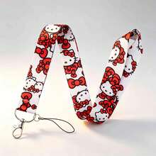 SANRIO 2D 1pc Hello Kitty Cute Cartoon Character Badge Lanyard - Detachable Phone Lanyard Keychain, Card Protection Accessory, Suitable For Stylish Key Rings - Ideal For Office, Or Travel Use, Suitable For Hello Kitty Lovers, Great Gift For Family And Friends - A - View 2