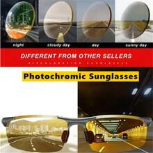 1 Pair Anti-Glare Day & Night Vision Driving Glasses, Photochromic Driving Eyewear Suitable For Various Driving Scenarios - A - View 2